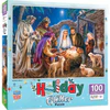 Holiday Glitter - Christ is Born 100 Piece Jigsaw Puzzle Questions & Answers